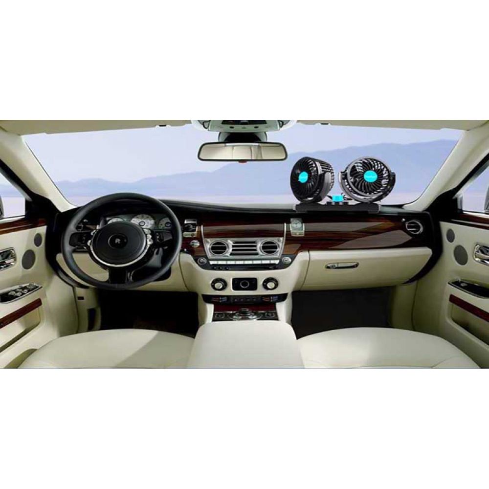 360 Degree Rotation Adjustable Dual Head Car Fan